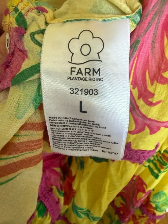 Farm Rio Delicate Fruit Garden Smocked Maxi Dress Size L Boho Vacation - Picture 10 of 10